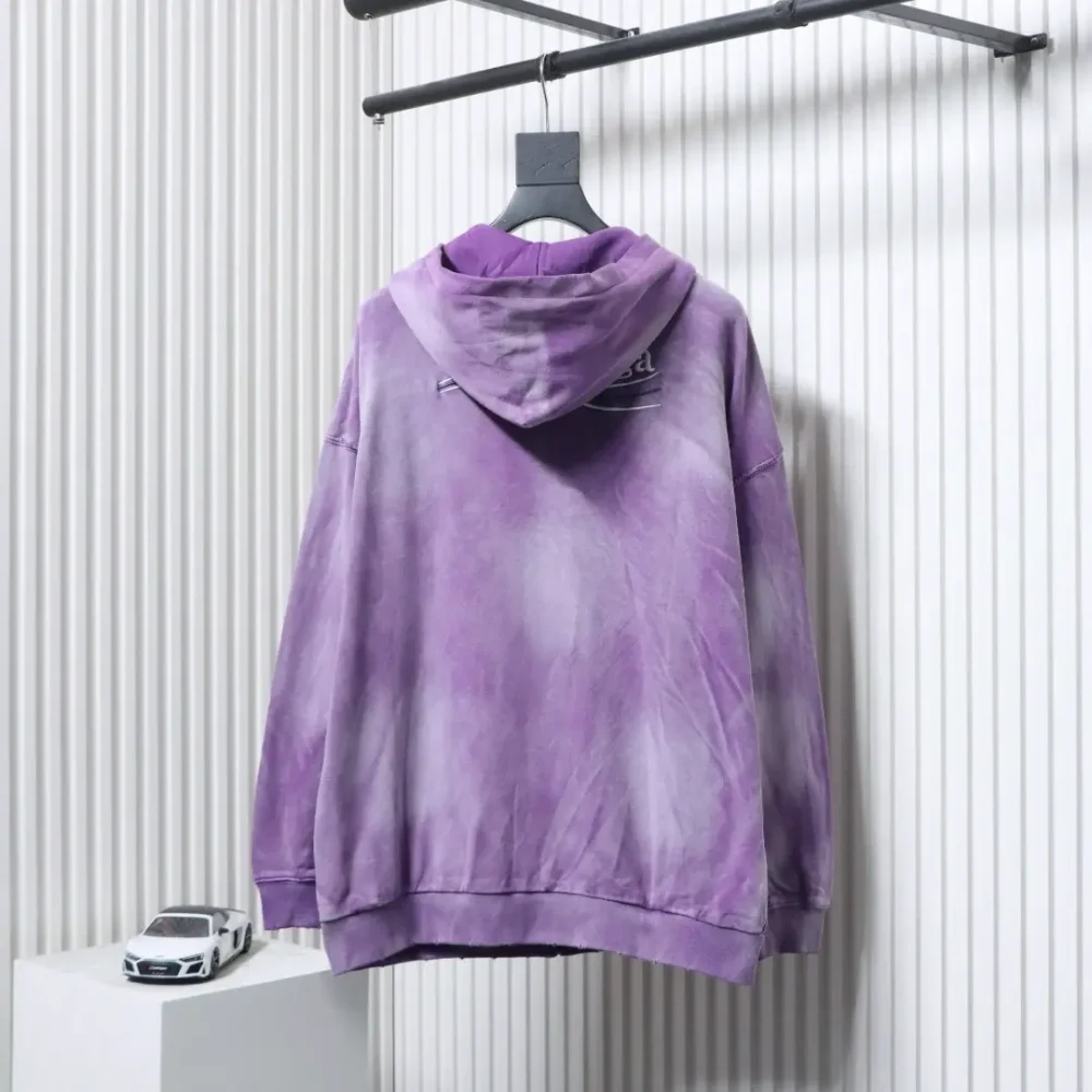 Balenciaga BLCG Strickjacke mit Kapuze und Batikmuster in schwerer Waschung und gebratener Schneeflocke mit Cola-Stickerei, langärmliges Sweatshirt – Bild 13