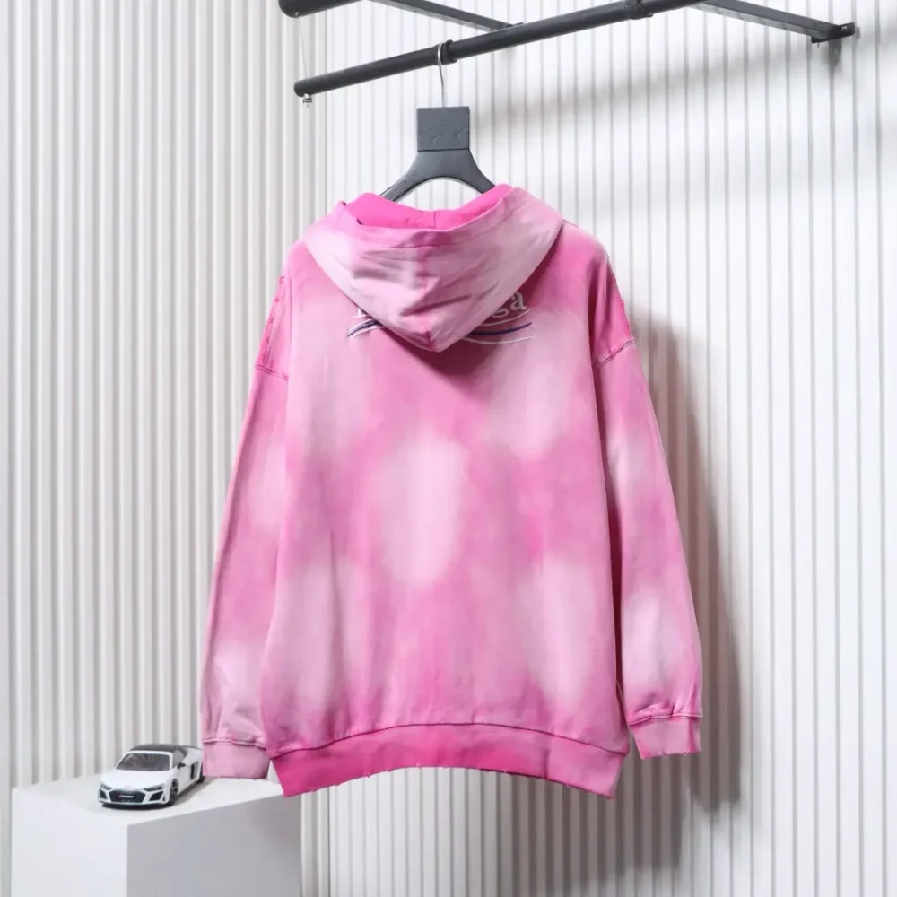 Balenciaga BLCG Strickjacke mit Kapuze und Batikmuster in schwerer Waschung und gebratener Schneeflocke mit Cola-Stickerei, langärmliges Sweatshirt – Bild 2
