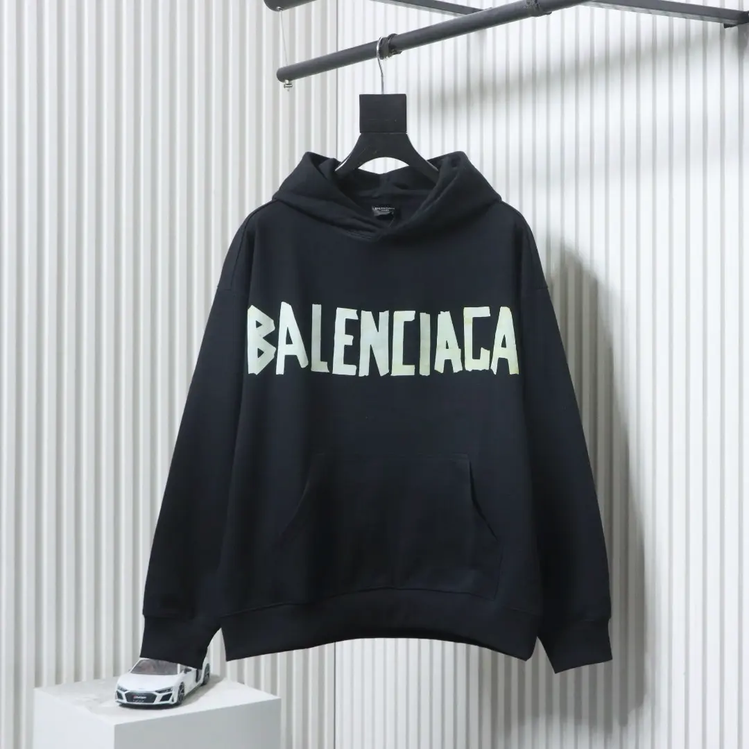 Balenciaga Classic Masking Tape Zerrissenes Kapuzensweatshirt mit Waschung – Bild 11