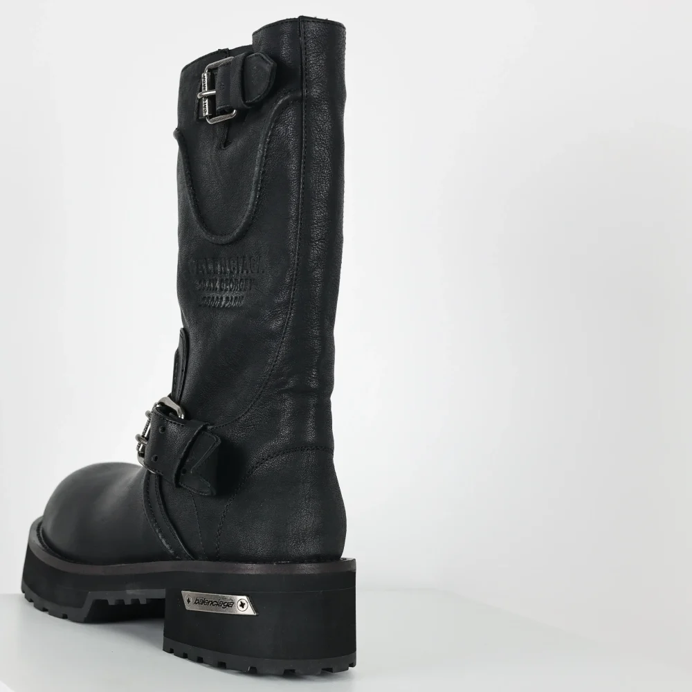 Balenciga 25FW Venom hohe Stiefel im Motorrad-Punk-Stil mit Martin-Schnalle und großen Stiefeln mit dicker Sohle black – Bild 11
