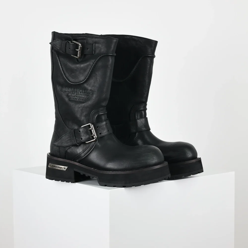 Balenciga 25FW Venom hohe Stiefel im Motorrad-Punk-Stil mit Martin-Schnalle und großen Stiefeln mit dicker Sohle black – Bild 3