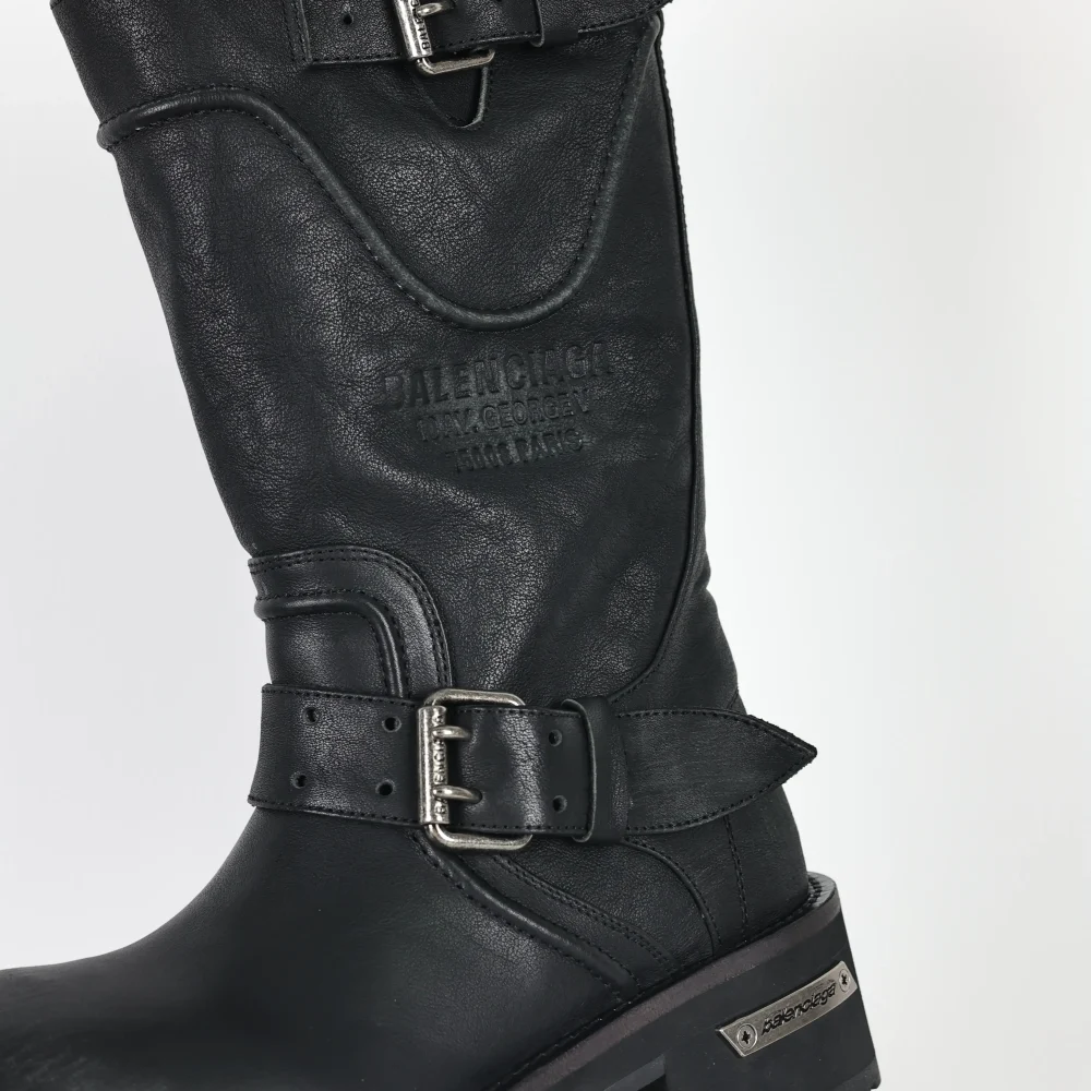 Balenciga 25FW Venom hohe Stiefel im Motorrad-Punk-Stil mit Martin-Schnalle und großen Stiefeln mit dicker Sohle black – Bild 9