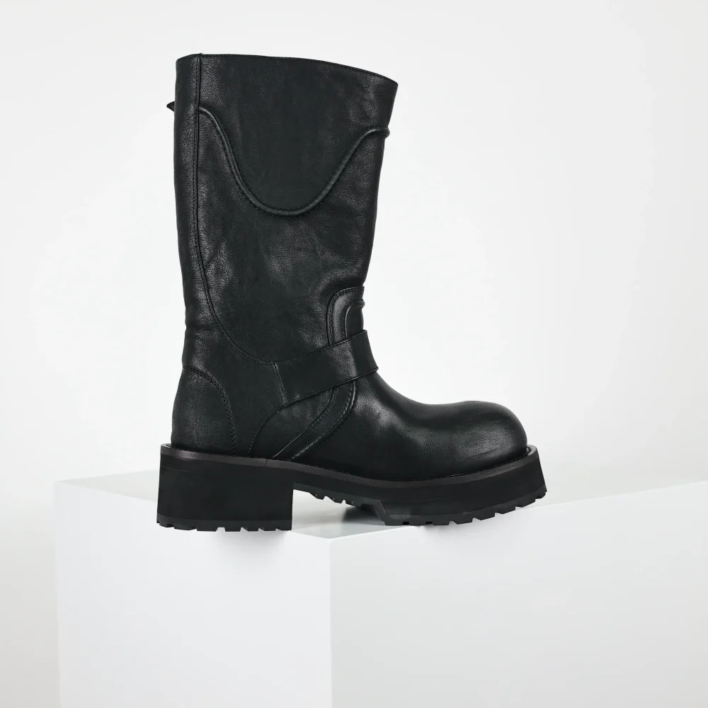 Balenciga 25FW Venom hohe Stiefel im Motorrad-Punk-Stil mit Martin-Schnalle und großen Stiefeln mit dicker Sohle black – Bild 4
