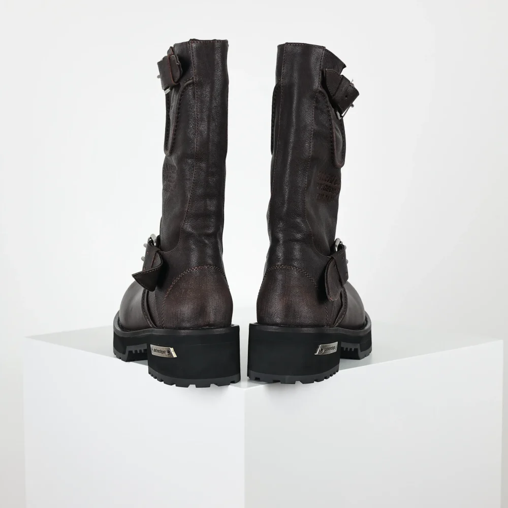 Balenciga 25FWVenom hohe Stiefel im Motorrad-Punk-Stil mit Martin-Schnalle und großen Stiefeln mit dicker Sohle Braun – Bild 8