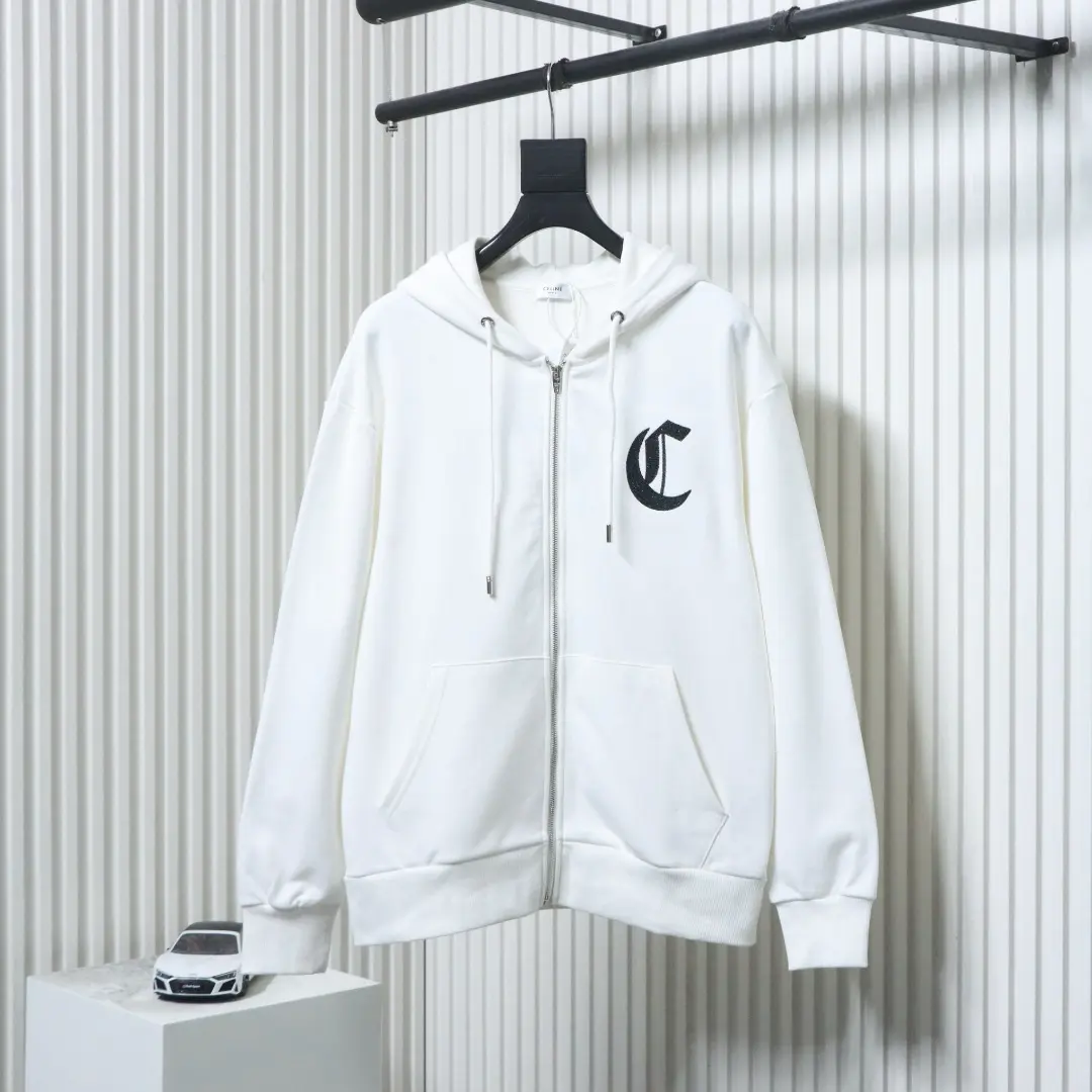 Celine Gothic-Kapuzenjacke mit aufgesticktem Reißverschluss