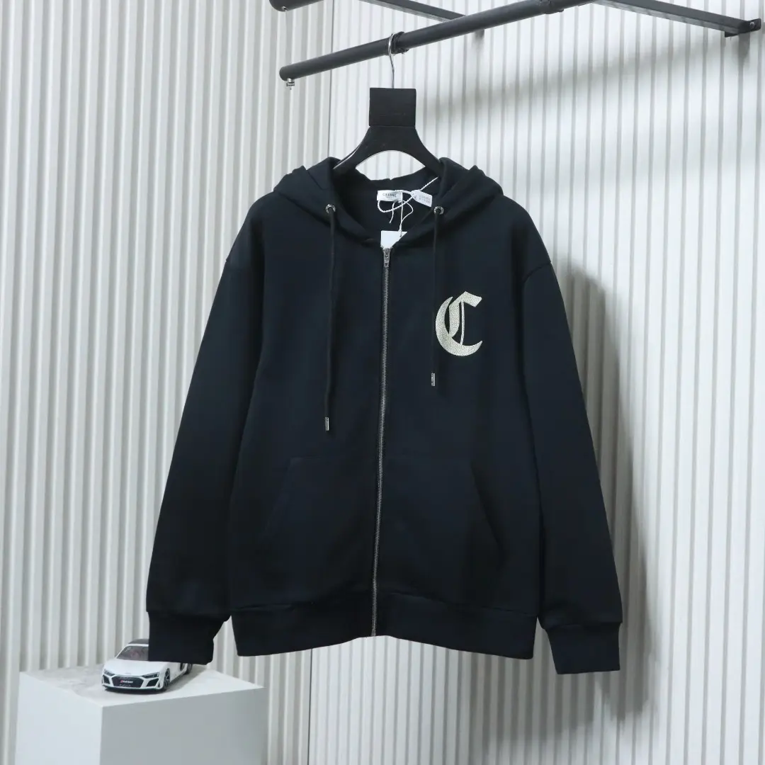 Celine Gothic-Kapuzenjacke mit aufgesticktem Reißverschluss – Bild 3