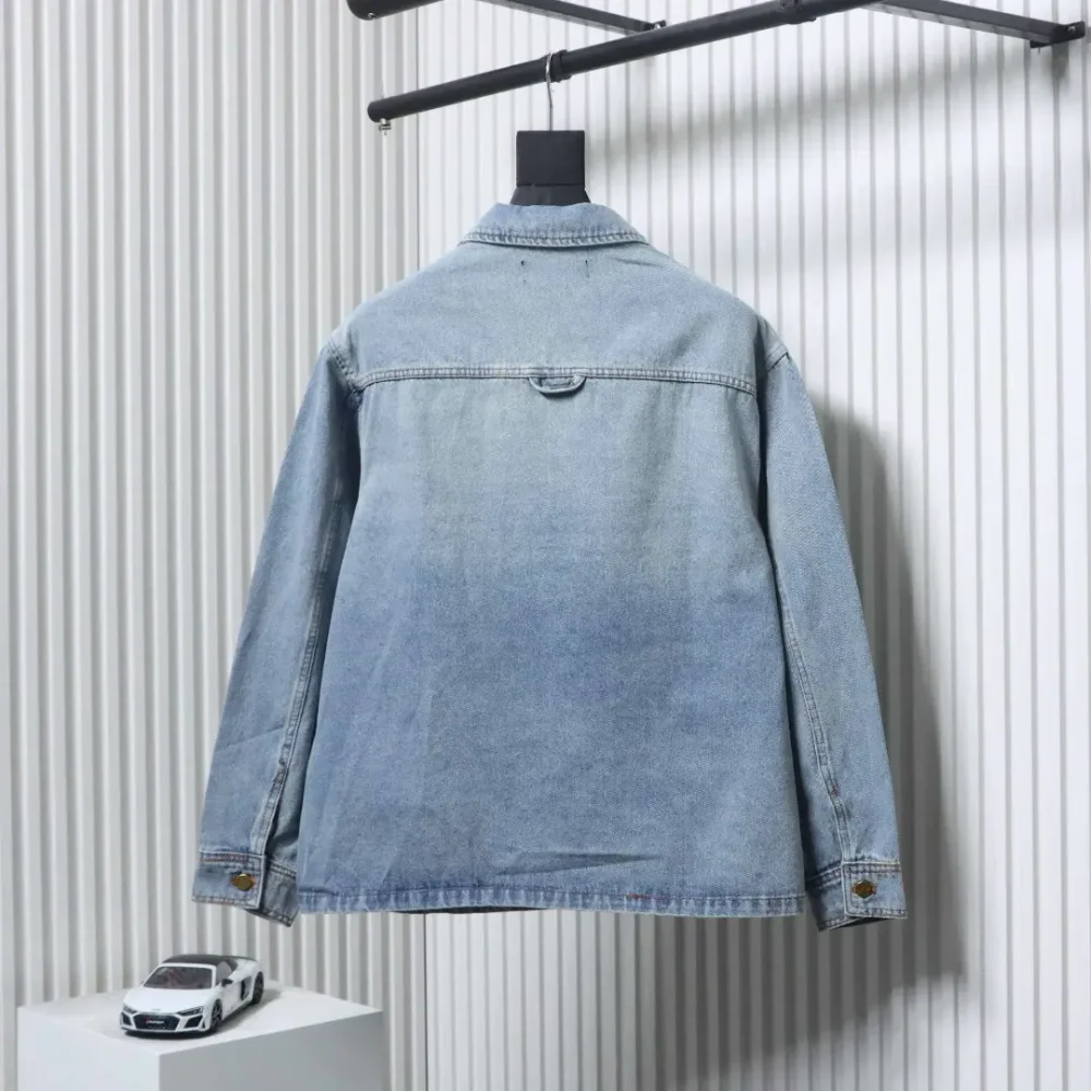Gespleißte Jeansjacke mit langen Ärmeln und Monogramm – Bild 2