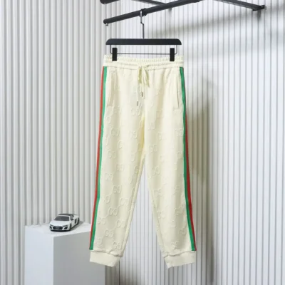 Hose mit Jacquardmuster aus rotem und grünem Bandpatchwork und Doppel-G-Muster