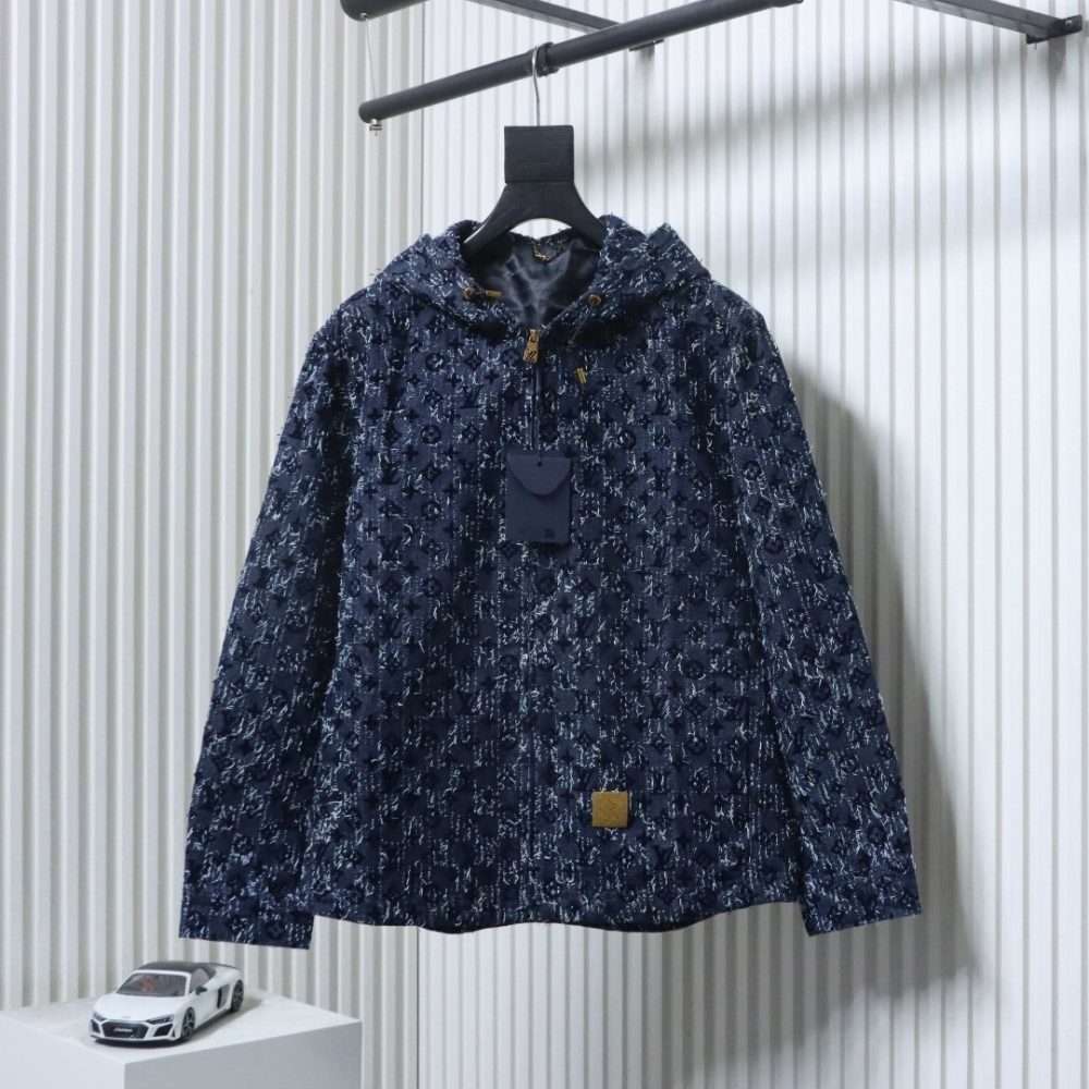 Jeansjacke aus beflocktem Jacquard mit Allover-Print