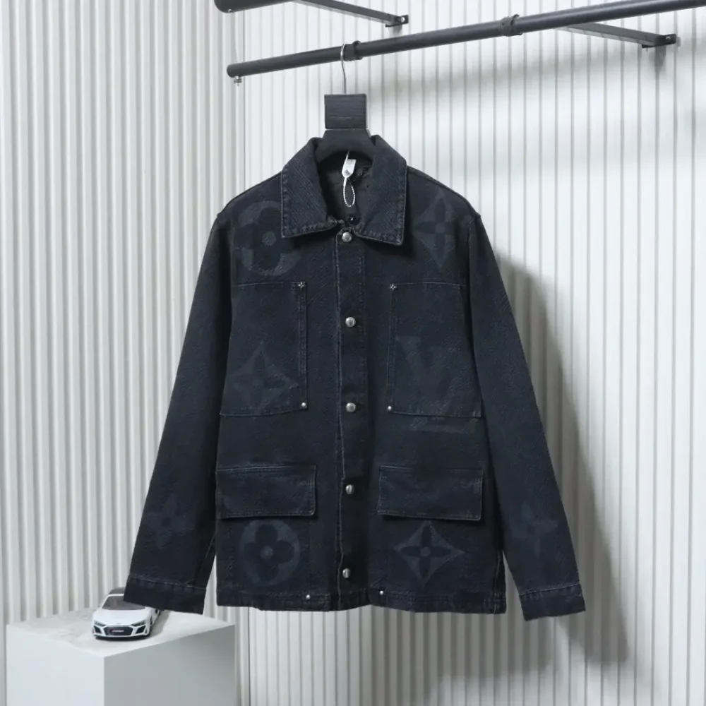 Jeansjacke mit altem Blumenmuster und dunklem Twill3
