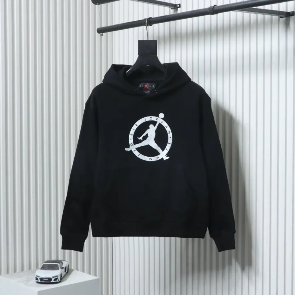 Jordan OW Co-Branding-Kapuzenpullover mit großem LOGO-Stickerei