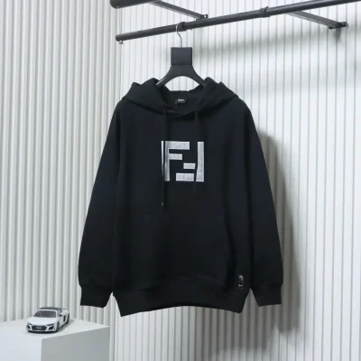 Kapuzenpullover mit 3D-Mesh-Design und gesticktem Doppel-F-Logo
