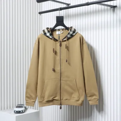 Karierte Sweatshirtjacke mit Kapuze und Reißverschluss