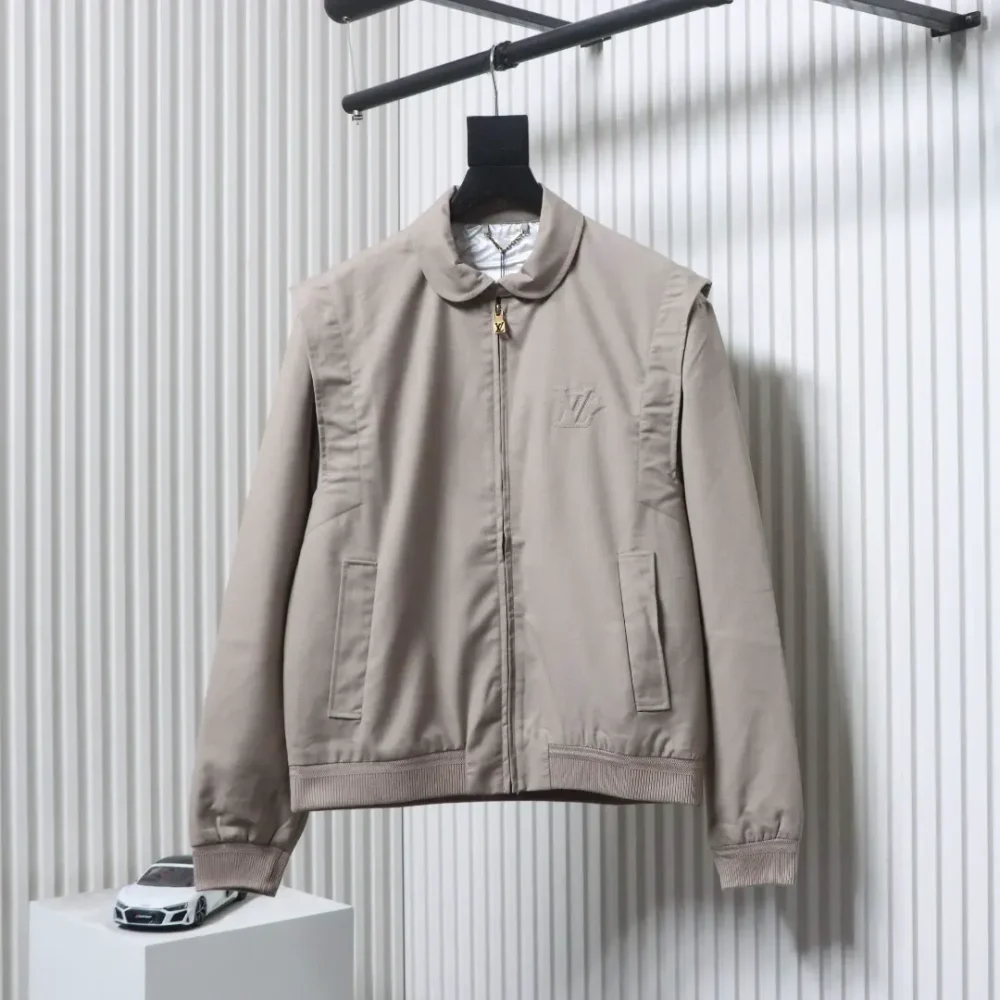 Khakifarbene Wolljacke mit Revers