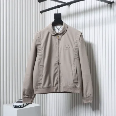 Khakifarbene Wolljacke mit Revers