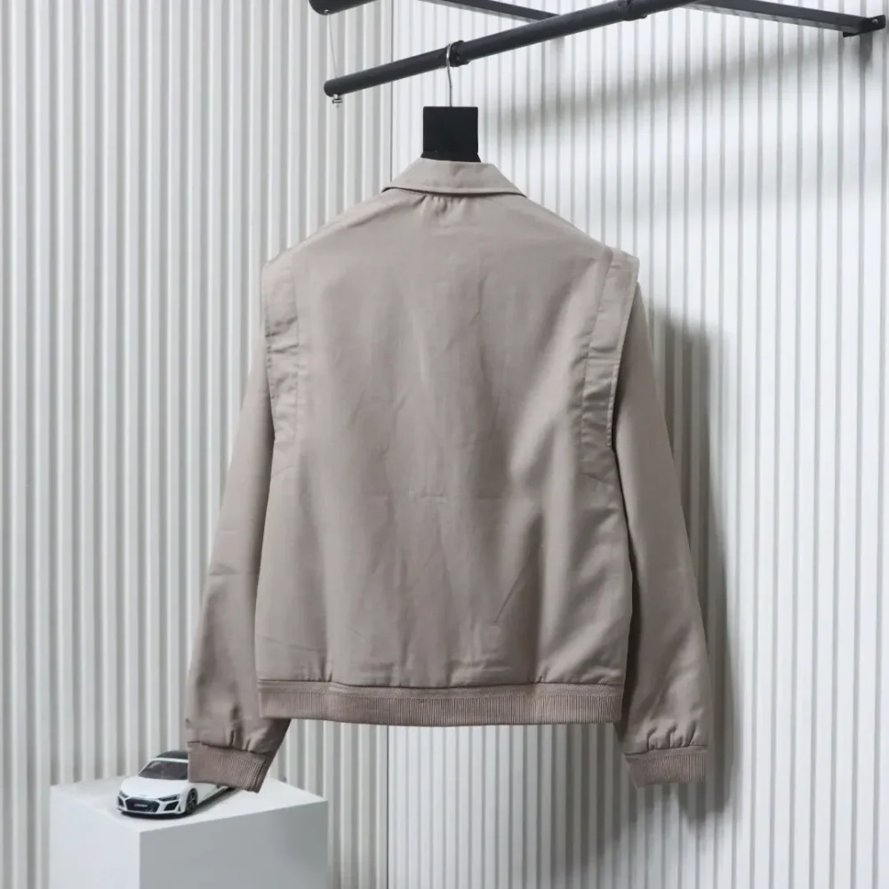 Khakifarbene Wolljacke mit Revers – Bild 2