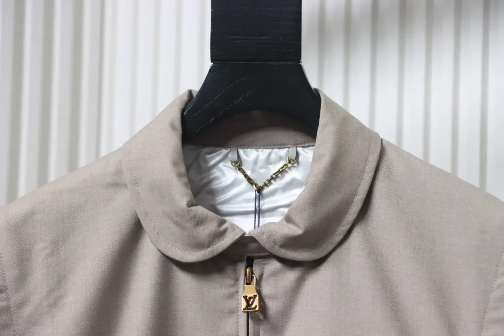 Khakifarbene Wolljacke mit Revers – Bild 3