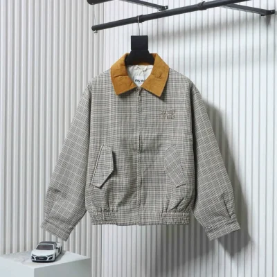 Karojacke mit Cordkragen