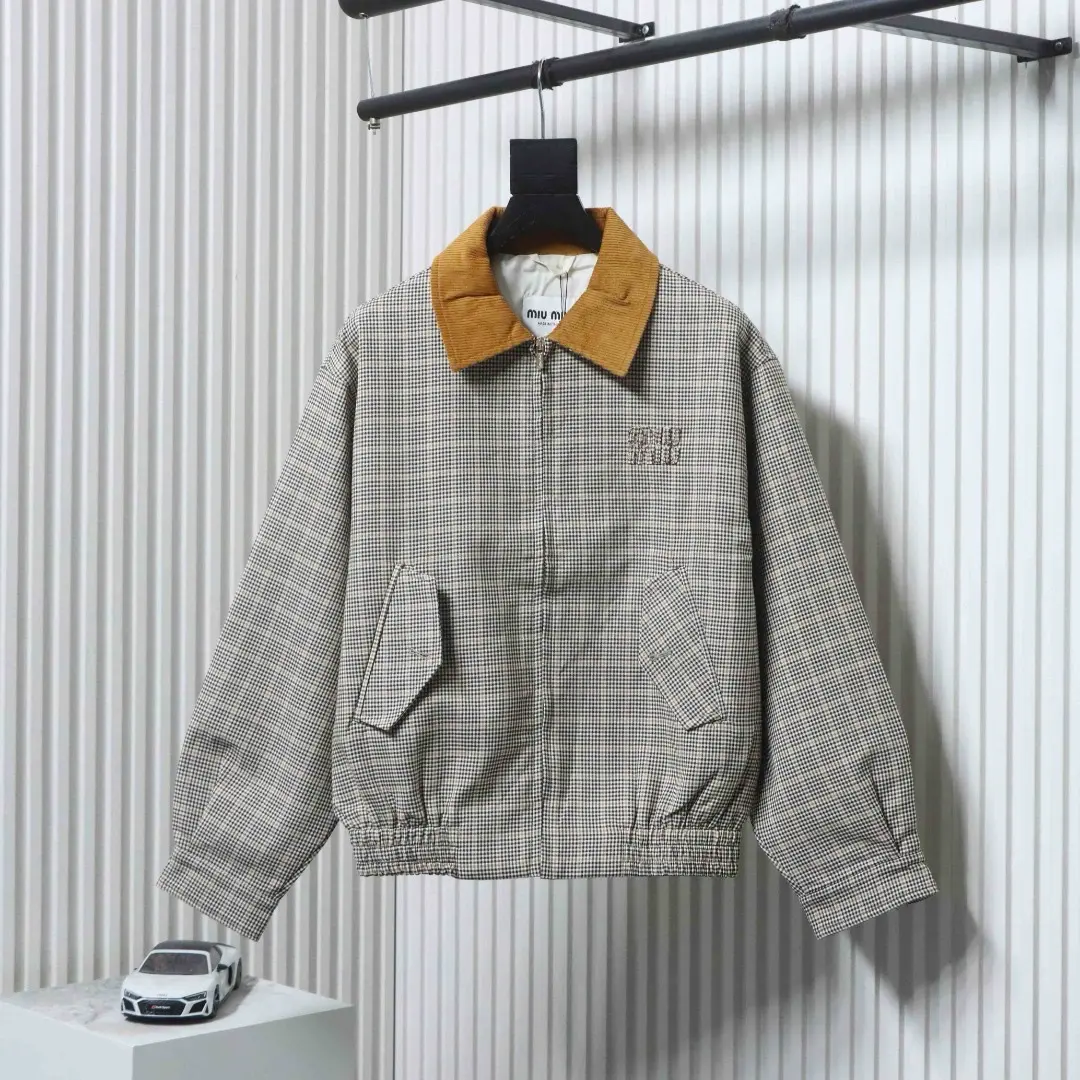 Karojacke mit Cordkragen