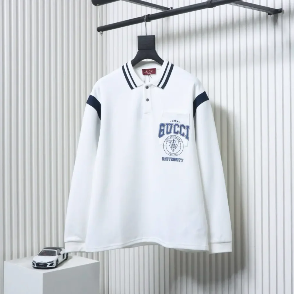 Langärmliges Poloshirt mit Buchstabenstickerei am Revers – Bild 12