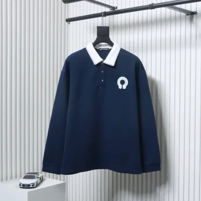 Langärmliges Poloshirt mit Hufeisen-Stickerei am Revers