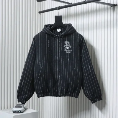 Nike x Stussy Gestreiftes Kapuzensweatshirt aus Wolle