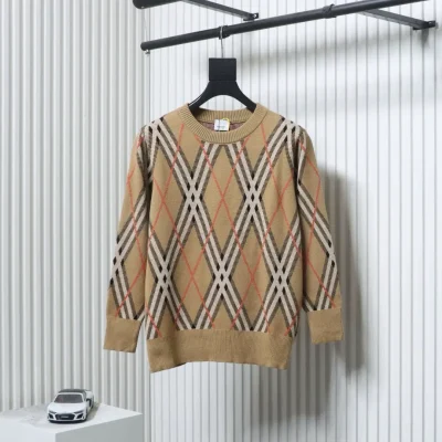 Rundhals-Strickpullover aus Twill mit Karomuster