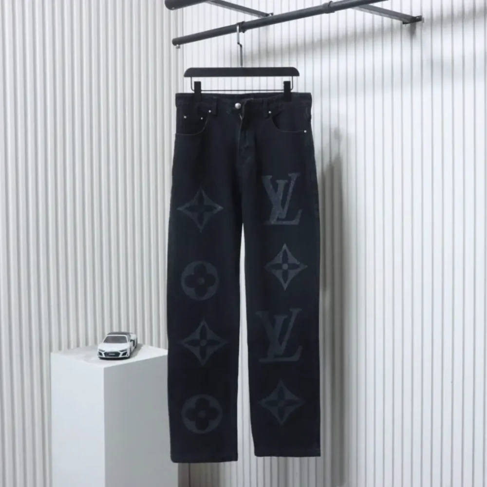 Twill-Jeans mit Monogramm-Print
