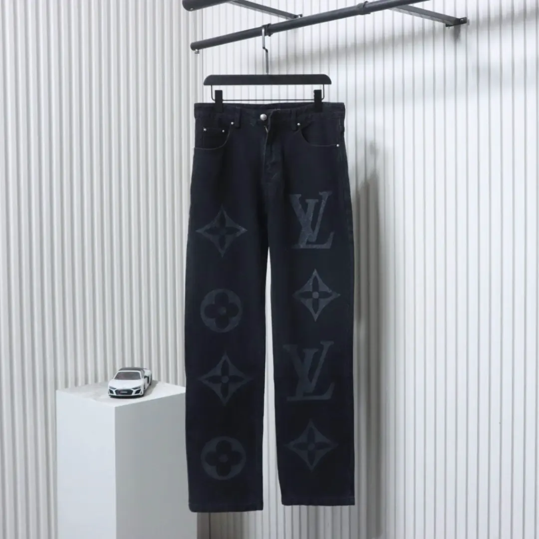 Twill-Jeans mit Monogramm-Print