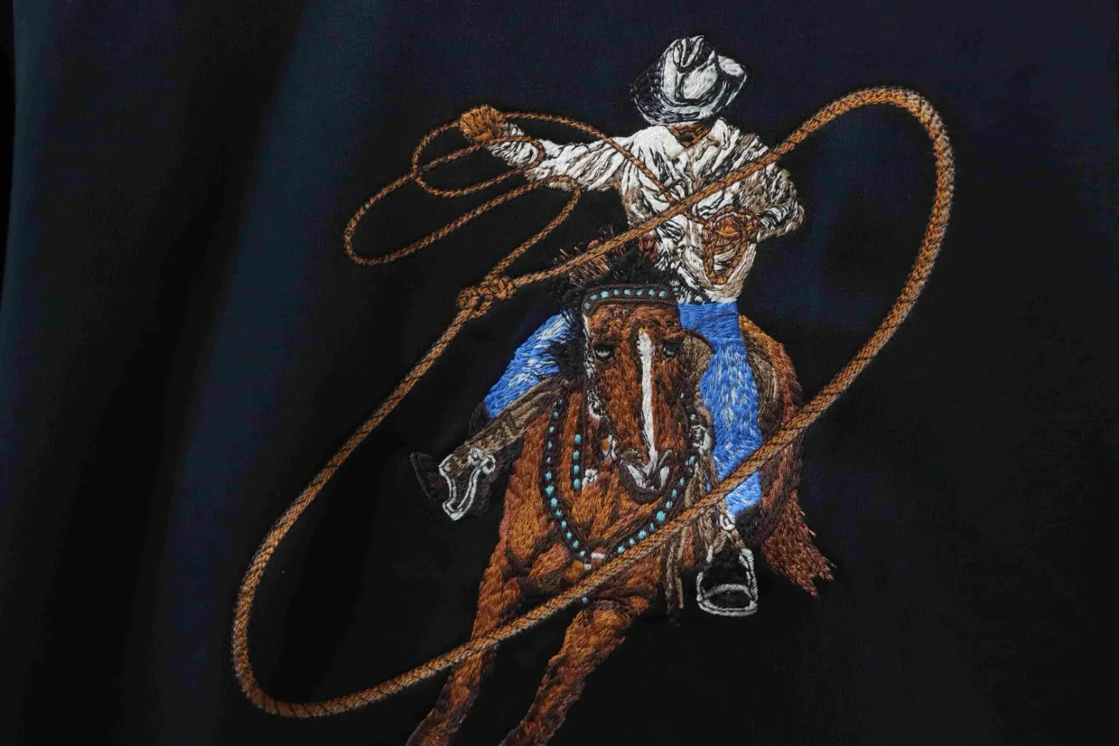 Western Cowboy Sweatshirt mit Stickerei und Rundhalsausschnitt – Bild 8