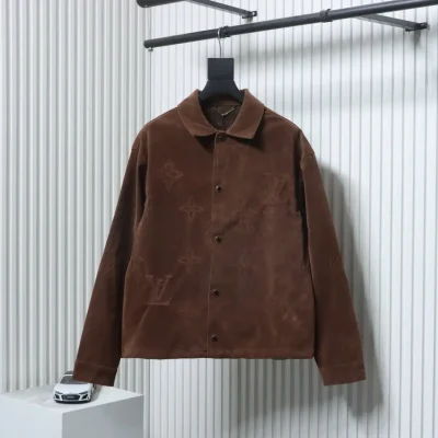 Wildlederjacke mit großer Blumenstickerei