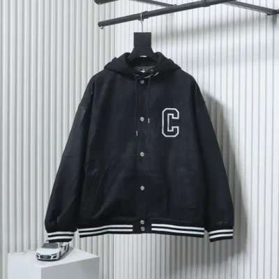 Celine Neue bestickte Kapuzenjacke aus Baumwolle mit Buchstabenmuster