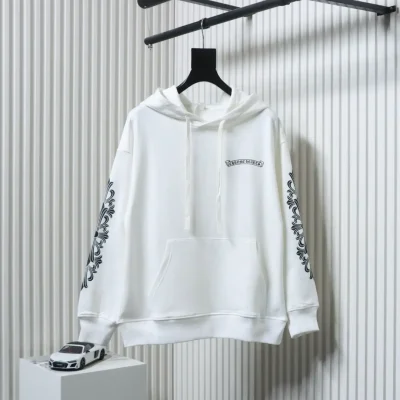 Klassischer lila Kapuzenpullover mit Schwert-, Sanskrit-Hand- und Kreuzaufdruck