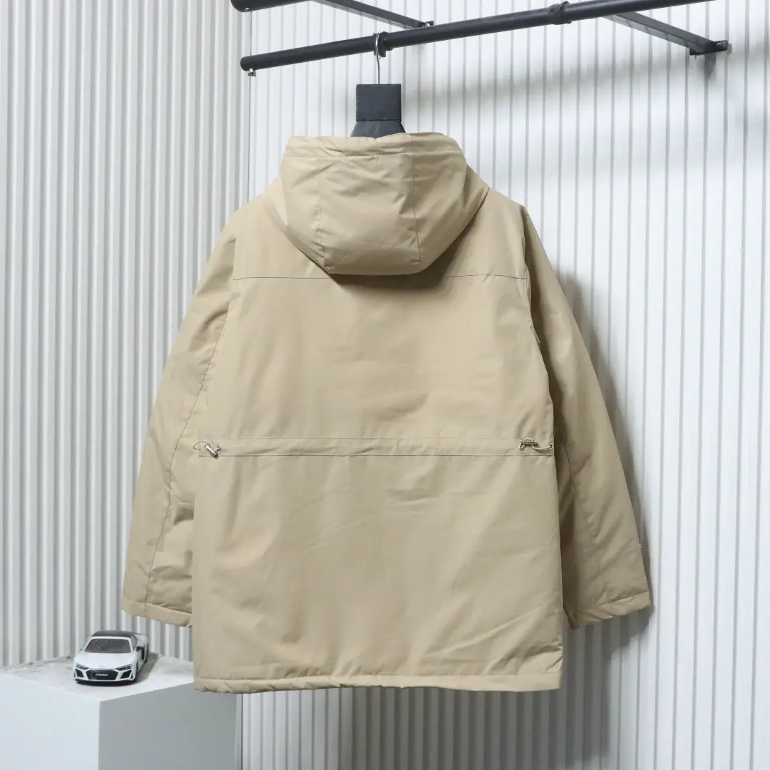 Midilange Daunenjacke mit Kapuze und Lederlabel M-XXXL – Bild 2