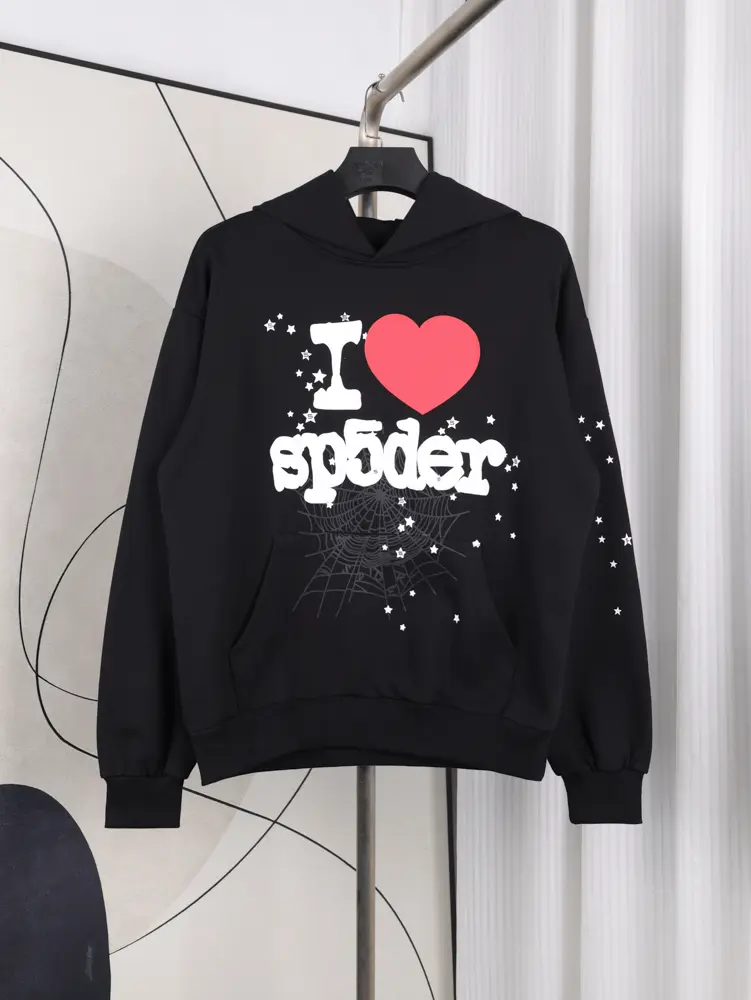 Sp5der I Heart SP5 Souvenir Hoodie Black – Bild 10
