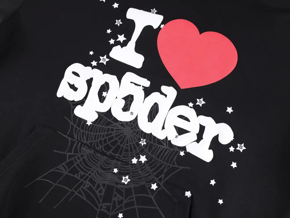 Sp5der I Heart SP5 Souvenir Hoodie Black – Bild 14