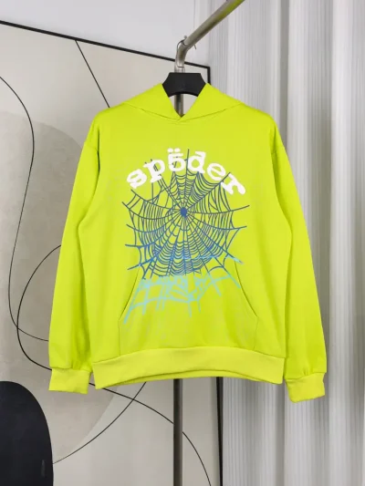 Sp5der Og Web V2 Gradient Hoodie 'Acid Green'