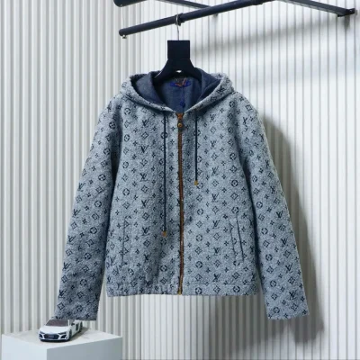 Dengzhu Lederjacke mit Kapuze und Reißverschluss, bedruckt mit Kapuze