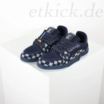 Trainer Sneakers Blaues Schachbrettmuster