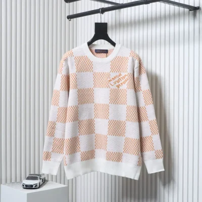 karierter Jacquard-Pullover mit Rundhalsausschnitt