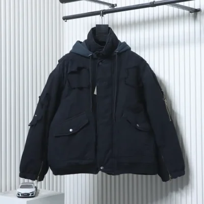 Balenciaga 22FW Paris Heavy Industry Jacke aus wattiertem Baumwollstoff mit beschädigtem Design