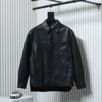 Lederjacke mit Anagramm-Tasche und Reißverschluss