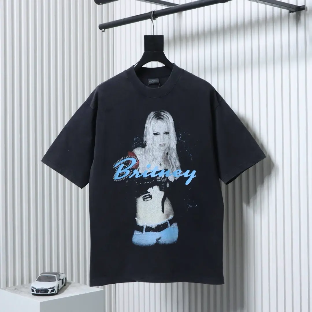 Balenciaga Music Collection Britney Spears Portrait Washed Crew Neck Kurzarm