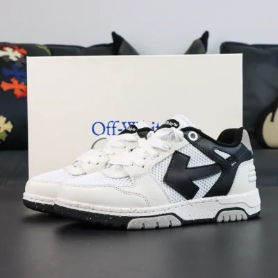 OFF-WHITE Out Of Office Leder-Sneaker, Weiß:Grau:Schwarz, Pfeil-Design, Top-Sneaker5