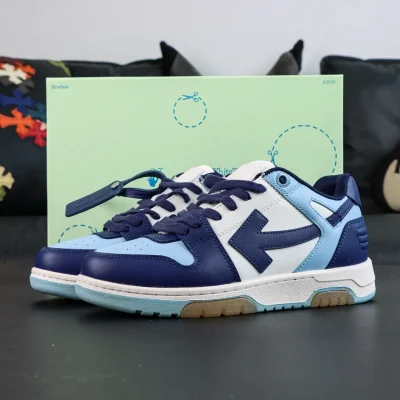 OFF-WHITE Out Of Office Leder-Sneaker, lässig, niedrig geschnitten, blau
