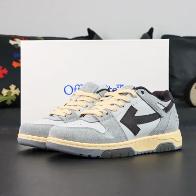 OFF-WHITE „Out Of Office“-Sneaker in Grau, Braun und Weiß