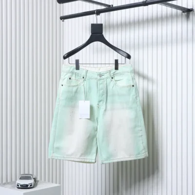 Acnestudios 1981M25ss Distressed Glow-in-the-Dark Muddy Dye Denim Shorts