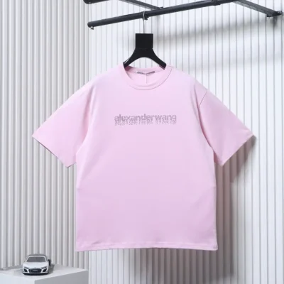 Alexander Wang 26SS Strass-Buchstaben Kurzarm-T-Shirt