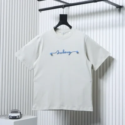 BBR Blaues besticktes Kurzarmshirt