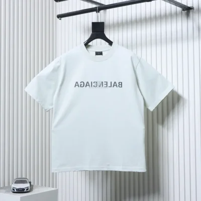 Balenciaga 25ss Reverse Letter Double B Print Washed Ripped Kurzarm-T-Shirt